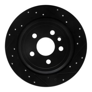 Land Rover LR2 Brake Rotor (1) - Rear Right - R1 Concepts - Drilled & Slotted - Black - `13-`15